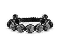 Bling Jewelry Pulsera Bola De Cristal Negro Hematite Inspirada En Shamballa Para Mujer Para Hombre Cordon Negro Ajustable