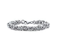 Bling Jewelry Pulsera de Cadena Bizantina de Enlace Grueso para Hombres, Joyería de Motociclista Fuerte, Hip Hop, Gánster, Mecánico Pesado, Tono Plateado, Acero Inoxidable, 8,5 Pulgadas