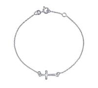 Bling Jewelry Religiosa Espiritual Minimalista Horizontal Tiny Sideways Cruz Pulsera Para Mujeres Adolescentes Comunión Regalo .925 Plata De Ley 7-8 Pulgadas Ajustable
