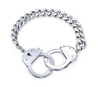 Bling Jewelry Pulsera De Declaración De Eslabones Cubanos Para Hombres Con Esposas De Joyería Para Motociclistas En Acero Inoxidable Tono Plateado De 8 Pulgadas