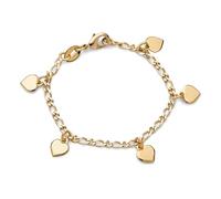 Bling Jewelry Pulsera De Encanto De Corazones Colgantes De Moda Simple Y Pequeña Para Adolescentes Para Muñecas Pequeñas De 5 Pulgadas De Latón Chapado En Oro De 18 Quilates