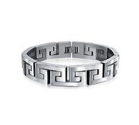 Bling Jewelry Pulsera De Enlace De Llave Infinita Geométrica Masculina Elegante Para Adolescentes Y Hombres Tono Plateado De Acero Inoxidable Longitud De 9 Pulgadas Y Ancho De 12 MM