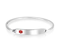 Bling Jewelry Pulsera De Identificación De Alerta Médico Brazalete En Blanco Para Mujer Acero Inoxidable Tono Plata 7 Pulgadas
