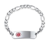 Bling Jewelry Pulsera De Identificación Médica Personalizada Y Ligera Para Hombres, En Acero Inoxidable, Enlace En Blanco De 8.5 Pulgadas