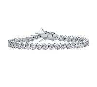 Tradicional Joyería De La Novia 20 Ct Aaa Cz Ronda Solitaire Remolino S Wave Enlace Pulsera De Tenis Para Mujer Boda Chapado En Plata Rodio 7,7.5 Pulgadas