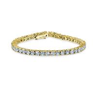Bling Jewelry Pulsera De Tenis De Circonita Cúbica Redonda Solitaria De 12Ctw Con Ajuste De Cesta De Garras Para Novias Para Mujeres De Promoción 14K Chapado En Oro De 7.5 Pulgadas