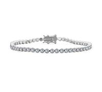 Bling Jewelry Pulsera de tenis para mujer de fiesta de vacaciones nupcial con circón cúbico claro circlet solitario AAA CZ delgada burbuja engastada en bisel plateado de 8 pulgadas.
