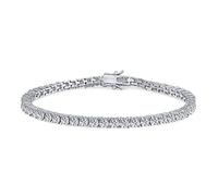 Bling Jewelry Pulsera De Tobillo De Tenis Solitario Clásico De Circonita Cúbica Redonda Brillante De 3MM Aaa CZ Plateada Para Mujeres Adolescentes De 9 Pulgadas
