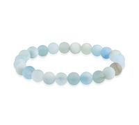 Bling Jewelry Pulsera Elástica Apilable De Cuentas Redondas De Piedra Preciosa De Ágata Azul Claro Mate De 8 MM Para Mujeres, Hombres, Adolescentes Y Unisex