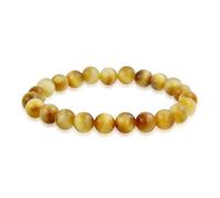 Bling Jewelry Pulsera Elástica Apilable De Una Sola Hebra De Cuentas Redondas De Ojo De Tigre Dorado De Piedras Semipreciosas De 8 MM Para Mujeres, Hombres, Adolescentes Y Unisex