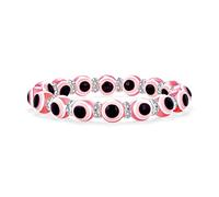 Bling Jewelry Pulsera Elástica De Ojo Turco Translúcido Rosa Pálido Para Mujeres Adolescentes, Con Cuentas De Vidrio Mal De Ojo, Separadores De Cristal Rondelle Para Protección Y Buena Suerte