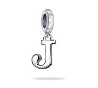 Bling Jewelry Regalo Personalizado Bloque Letra J Alfabeto Inicial Colgante Charm Bead Para Mujer Para Adolescente .925 Plata De Ley Para Pulsera Europea