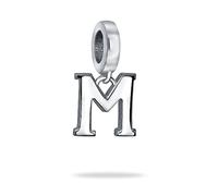 Bling Jewelry Regalo Personalizado Bloque Letra M Alfabeto Inicial Colgante Charm Bead Para Mujer Para Adolescente .925 Plata De Ley Para Pulsera Europea