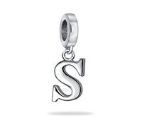 Bling Jewelry Regalo Personalizado Bloque Letra S Alfabeto Inicial Colgante Charm Bead Para Mujer Para Adolescente .925 Plata Esterlina Para Pulsera Europea