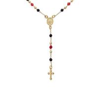 Bling Jewelry Rosario De Cuentas Religiosas Negras Y Rojas Bendecido Por La Virgen María Madre Santísima Con Crucifijo Y Collar De Cruz Para Mujeres Adolescentes Chapado En Oro De 18 Quilates