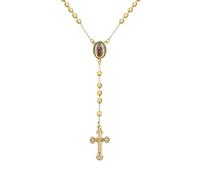 Bling Jewelry Rosario De Oración Crucifijo Cruz Católica Virgen Madre María Collar De Cuentas De Rosario Para Mujeres Adolescentes De Latón Chapado En Oro De 18 Quilates