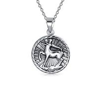 Bling Jewelry Sagitario Signo Del Zodiaco Horóscopo Astrología Ronda Medallón Colgante Para Hombres Mujeres Collar Antiqued Plata Esterlina