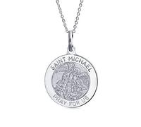 Bling Jewelry San Miguel Patrón De La Policía Militar Y Trabajador De Seguridad Medalla De Plata Esterlina .925 Colgante Collar Para Mujeres