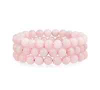 Bling Jewelry Semipreciosas Piedras Preciosas Rosa Mate Cuarzo Redondo Abalorios Bola 8Mm Apilables Pulseras Juego De 3 Para Mujer Unisex