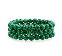 Bling Jewelry Semipreciosas Verde Malaquita Sintética Ronda De Cuentas 8Mm Apilamiento Stretch Pulsera Para Mujeres Hombres Adolescentes Unisex De Una Sola Hebra