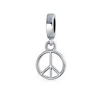 Bling Jewelry Símbolo Inspirador Del Signo De La Paz Mundial Abalorios Colgantes Para Mujer Adolescente .925 Plata De Ley Para Pulsera Europea