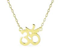 Bling Jewelry Símbolo Sánscrito Yoga Armonía Espiritual Aum Om Ohm Collar Colgante Estación Para Mujer 14K Chapado En Oro .925 Plata De Ley