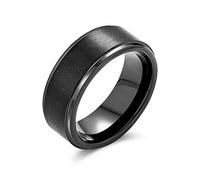 Bling Jewelry Simple Anillo De Boda De Titanio Negro Mate Para Hombres Para Mujeres Con Borde Biselado Con Ajuste Confort 8Mm