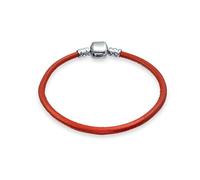 Bling Jewelry Starter rojo genuino cuero pulsera para las mujeres para adolescente se adapta a las cuentas europeas encanto 925 plata de ley 6.5 pulgadas