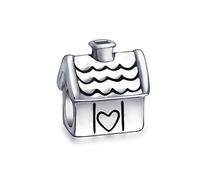 Bling Jewelry Sweet Heart New Homeowner Family House Charm Bead Para Mujer Adolescente Oxidado .925 Plata De Ley Se Adapta A Pulsera Europea
