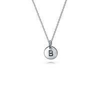 Bling Jewelry Tiny Minimalista Abc Redondo Disco Bloque Letra Alfabeto B Inicial Collar Colgante Para Adolescente Para Mujer .925 Plata De Ley
