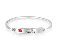 Bling Jewelry Tipo 1 Diabetes Identificación De Alerta Médico Id Pulsera Elegante Brazalete Para Mujer Acero Inoxidable Grabado Personalizado