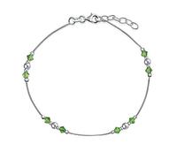 Bling Jewelry Tobillera de cuentas de cristal verde lima para mujeres y adolescentes de plata esterlina .925 ajustable de 9 a 10 pulgadas