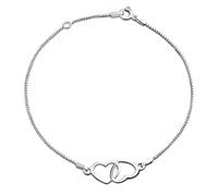 Bling Jewelry Tobillera Romántica de Corazones Entrecruzados para Mujer, Plata de Ley .925 Ajustable de 9 a 10 Pulgadas con Extensor
