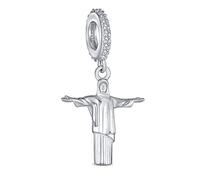 Bling Jewelry Turismo Brasil Vacaciones Cristo Redentor Monumento Brasileño Jesucristo Abalorio Colgante Para Mujeres Adolescentes .925 Plata De Ley Compatible Con Pulsera Europea