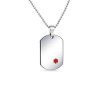 Bling Jewelry Unisex Personalizar Personalizable Médicos De Identificación De Alerta Médico De Identificación De Perros Etiqueta De Acero Colgante Collar Para Hombres Mujeres 20 Pulgadas De Cadena Sm