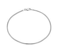 Unisex Simple Llanura De Serpiente Cadena Tobillo Fuerte Pulsera Para Mujer Adolescente .925 Plata Esterlina Made In Italy 9 O 10 Pulgadas 1.5Mm Más Tamaño Pulseras Para Hombres