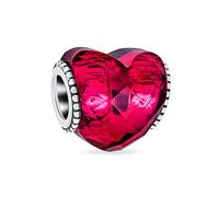 Bling Jewelry Valentine Amor Rosa Corazón De Cristal De Murano Facetado En Forma De Abalorios Espaciador Para Las Mujeres Adolescente .925 Plata De Ley Core Fits Pulsera Europea