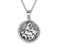 Bling Jewelry Virgo Signo Del Zodiaco Astrología Horóscopo Ronda Medallón Colgante Para Hombres Mujeres Collar De Plata Esterlina Envejecida