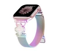 Bling Lucky Clover - Correa de metal compatible con correas de Apple Watch para mujer de 46 mm, 42 mm, 38 mm, 40 mm, 41 mm, 44 mm, 45 mm, 49 mm, correas magnéticas milanesas finas para Apple Watch