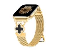 Bling Lucky Clover - Correa de metal compatible con correas de Apple Watch para mujer de 46 mm, 42 mm, 38 mm, 40 mm, 41 mm, 44 mm, 45 mm, 49 mm, correas magnéticas milanesas finas para Apple Watch