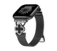 Bling Lucky Clover - Correa de metal compatible con correas de Apple Watch para mujer de 46 mm, 42 mm, 38 mm, 40 mm, 41 mm, 44 mm, 45 mm, 49 mm, correas magnéticas milanesas finas para Apple Watch