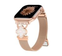 Bling Lucky Clover - Correa de metal compatible con correas de Apple Watch para mujer de 46 mm, 42 mm, 38 mm, 40 mm, 41 mm, 44 mm, 45 mm, 49 mm, correas magnéticas milanesas finas para Apple Watch