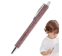 Bling Metal Pens - Rhinestone Ballpoint Pen 13.8cm Retractable GlitterPen | Crystal Encrusted Luxury Writing Pen Set | Leather Style Grip Smooth Ink Flow | Girls Students Office Gift Use Daily