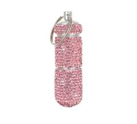 Bling - Pastillero portátil de viaje, botella de diamantes de imitación, impermeable, pequeño pastillero con llavero, bonita caja de almacenamiento de pastillas (rosa)