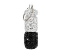 Bling - Pastillero portátil de viaje, con diamantes de imitación, impermeable, pequeño pastillero con llavero, bonita caja de almacenamiento de pastillas (blanco y negro)