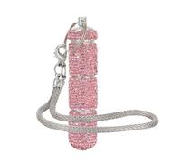 Bling Pill Case Portable Travel Pill Container in Rhinestone Waterproof Small Pill Holder with Keychain Cute Pill Storage Box (Pink With Chain)