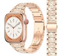 Bling Pulsera de Diamantes compatible con Apple Watch Correa 38mm 40mm 41mm 42mm 44mm 45mm 46mm 49mm, Acero Inoxidable Pulsera con Diamantes Brillantes para iWatch Serie Ultra SE 10 9 8 7 6 5 4 3 2 1