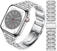 Bling Pulsera de Diamantes compatible con Apple Watch Correa 38mm 40mm 41mm 42mm 44mm 45mm 46mm 49mm, Acero Inoxidable Pulsera con Diamantes Brillantes para iWatch Serie Ultra SE 10 9 8 7 6 5 4 3 2 1