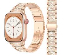 Bling Pulsera de Diamantes compatible con Apple Watch Correa 38mm 40mm 41mm 42mm 44mm 45mm 46mm 49mm, Acero Inoxidable Pulsera con Diamantes Brillantes para iWatch Serie Ultra SE 10 9 8 7 6 5 4 3 2 1