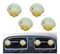 Bling Sea Shells - Clips de ventilación para coche, diseño de estrella de mar y conchas marinas, decoración interior de coche con temática de playa (4 piezas de concha amarilla)